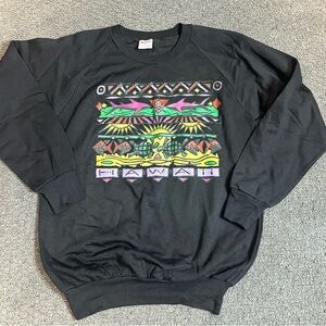 Vintage Hawaiian Hawaii Tribal Turtle Fish Sweatshirt Tuff-T Womens Size XL